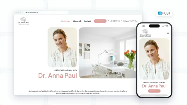 Website Dr. Anna Paul am Computer und am Handy