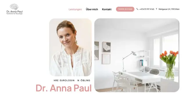 Landingpage der Website Dr. Anna Paul