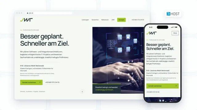 Website IT-Architekturbüro ZT JWR am Computer und am Handy