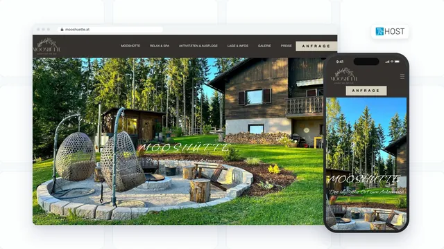 Website Mooshütte am Computer und am Handy