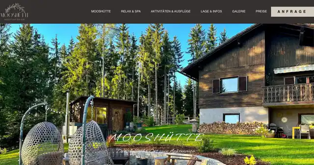 Startseite der Website der Mooshütte