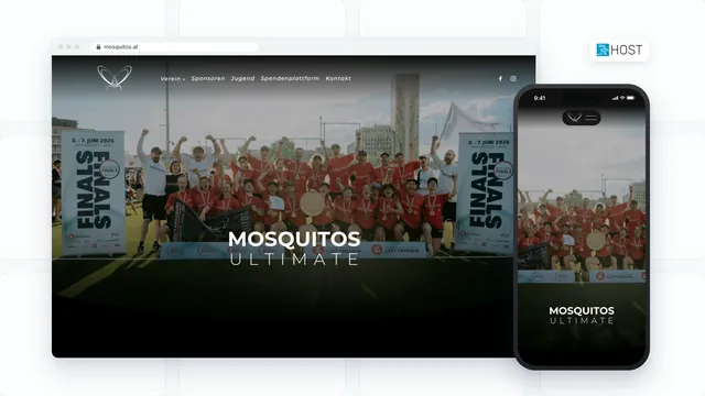 Website der Mosquitos Klosterneuburg am Computer und am Handy