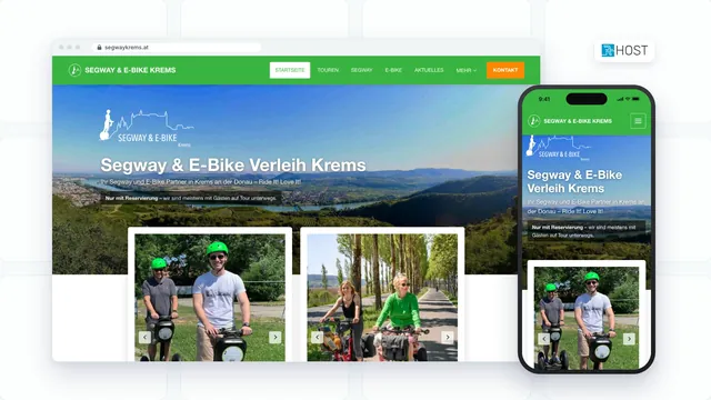 Website Segway & E-Bike Verleih Krems am Computer und am Handy