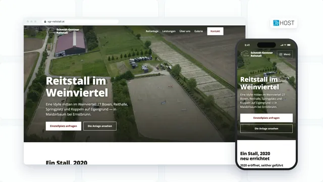Website Schmidt-Gentner Reitstall am Computer und am Handy