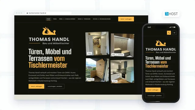 Website Tischlermeister Handl am Computer und am Handy