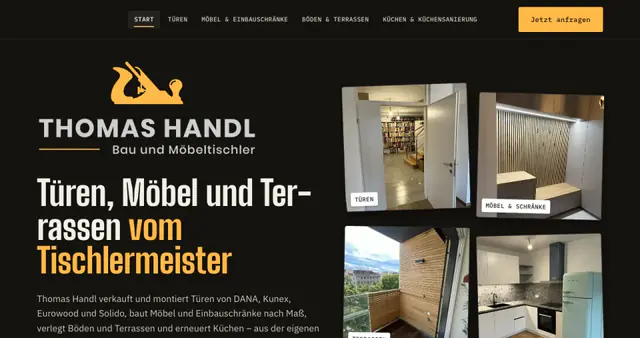 Startseite der Website von Tischlermeister Thomas Handl