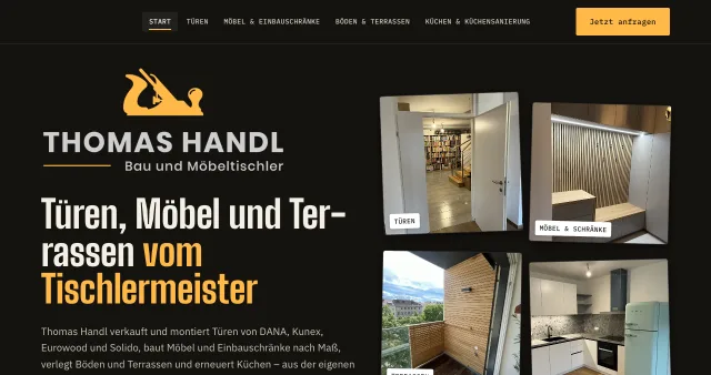 Startseite der Website von Tischlermeister Thomas Handl